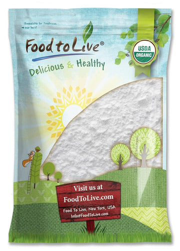 Food to Live Organic Arrowroot Flour, 8 Pounds - Non-GMO Powder, Fine Starch, Grain-Free, Vegan, Bulk. Rich in Dietary Fiber. Na