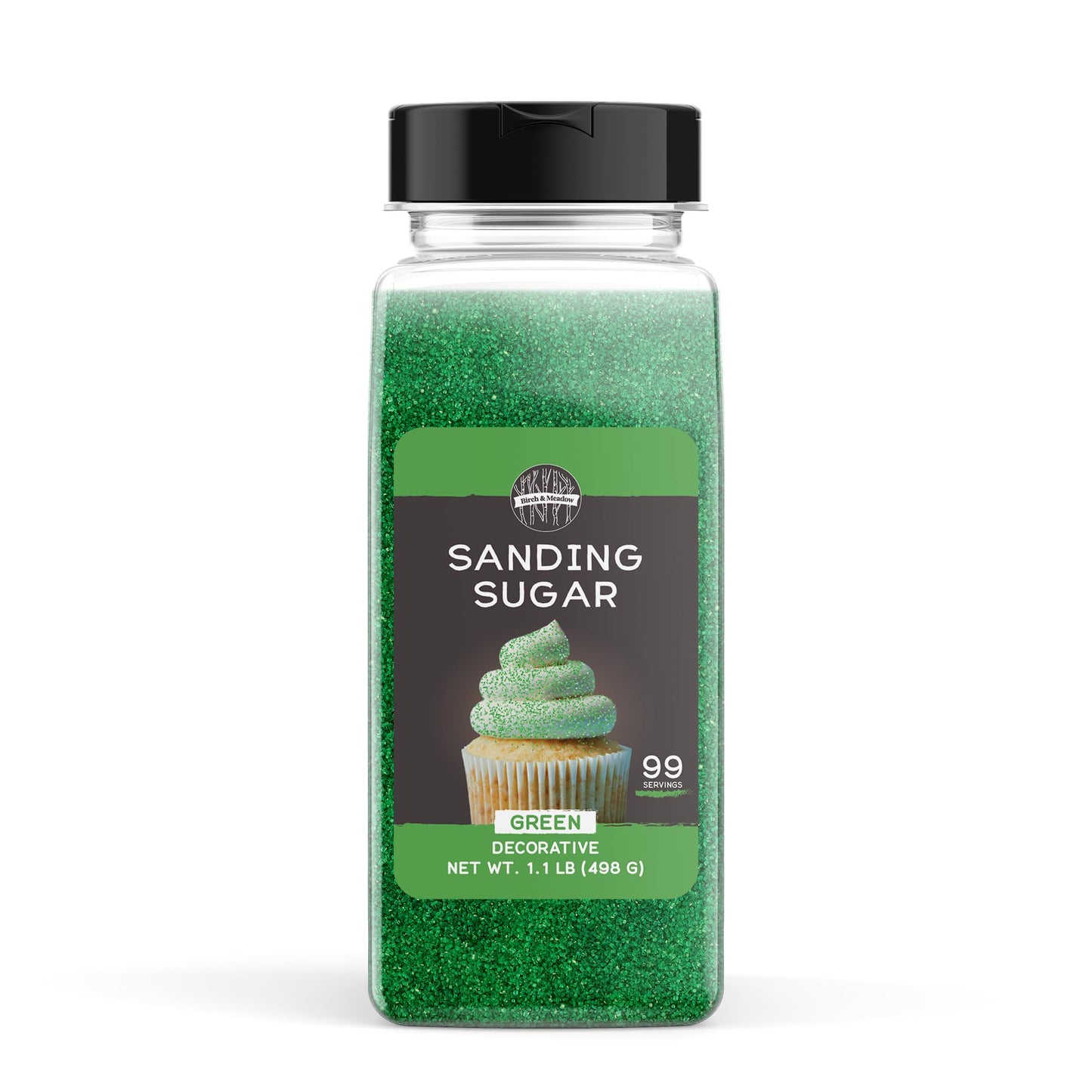 BIRCH & MEADOW Sanding Sugar Crystals, Green, 1.1 lb (17.6 oz) for Holiday Baking