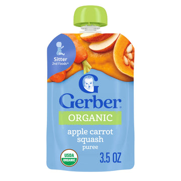 Gerber Organic Apples, Carrots, Squash Baby Food, 3.5 Oz Pouch