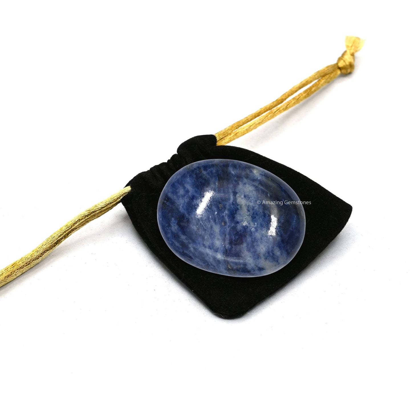 Sodalite Palm Stone - Hot Massage Worry Stone For Natural Body Chakra Balancing, Reiki Healing And Crystal Grid