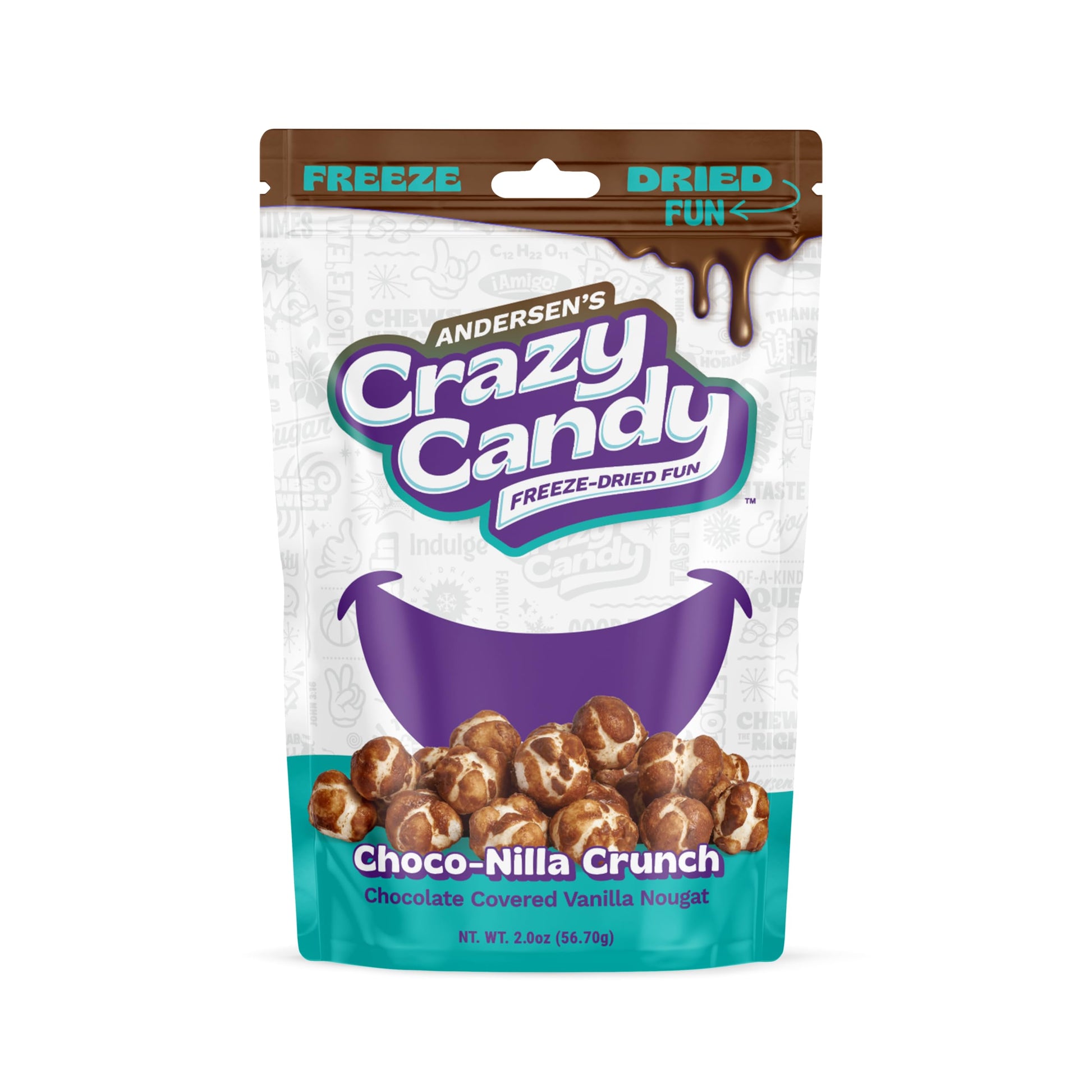 ANDERSENS Crazy Candy Freeze Dried Charleston Chew Vanilla Nougat Chocolate Covered Crispy Candy