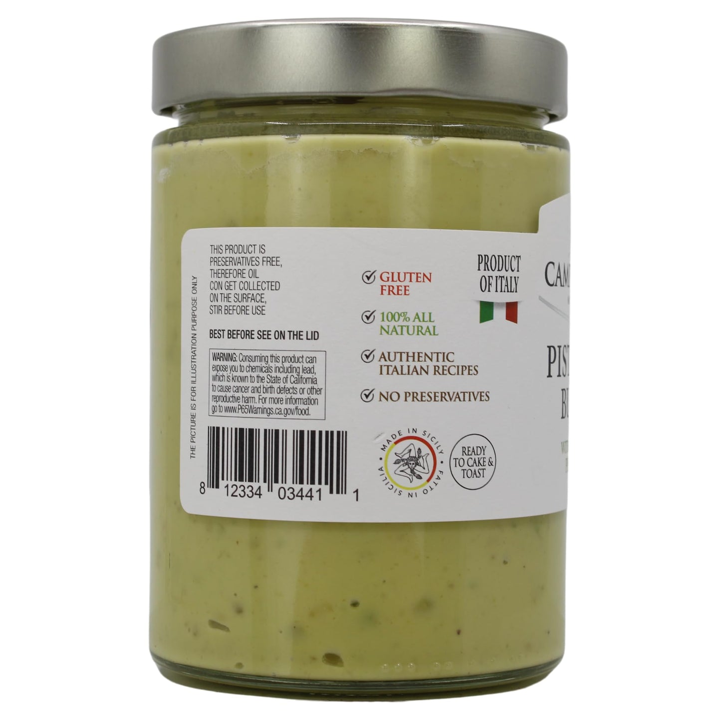 CAMPO DORO Pistachio Butter Sweet Cream, 21.2oz (600g), Rich & Nutty Spread for Chocolate Bars