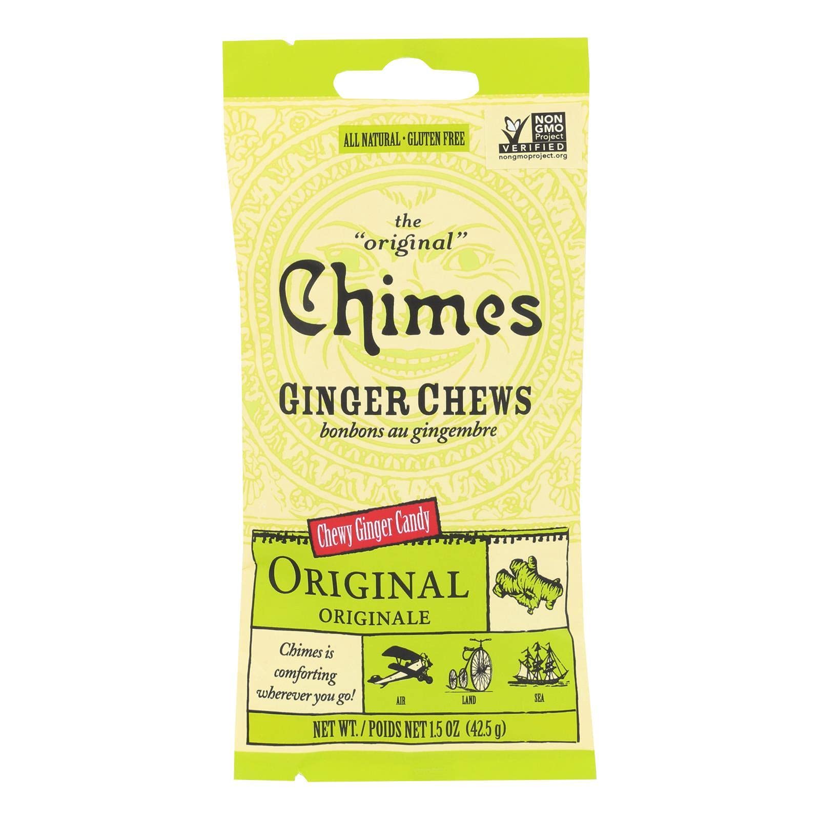 Chimes Ginger Chews Pack Original 1.5 Ounces 12 Count