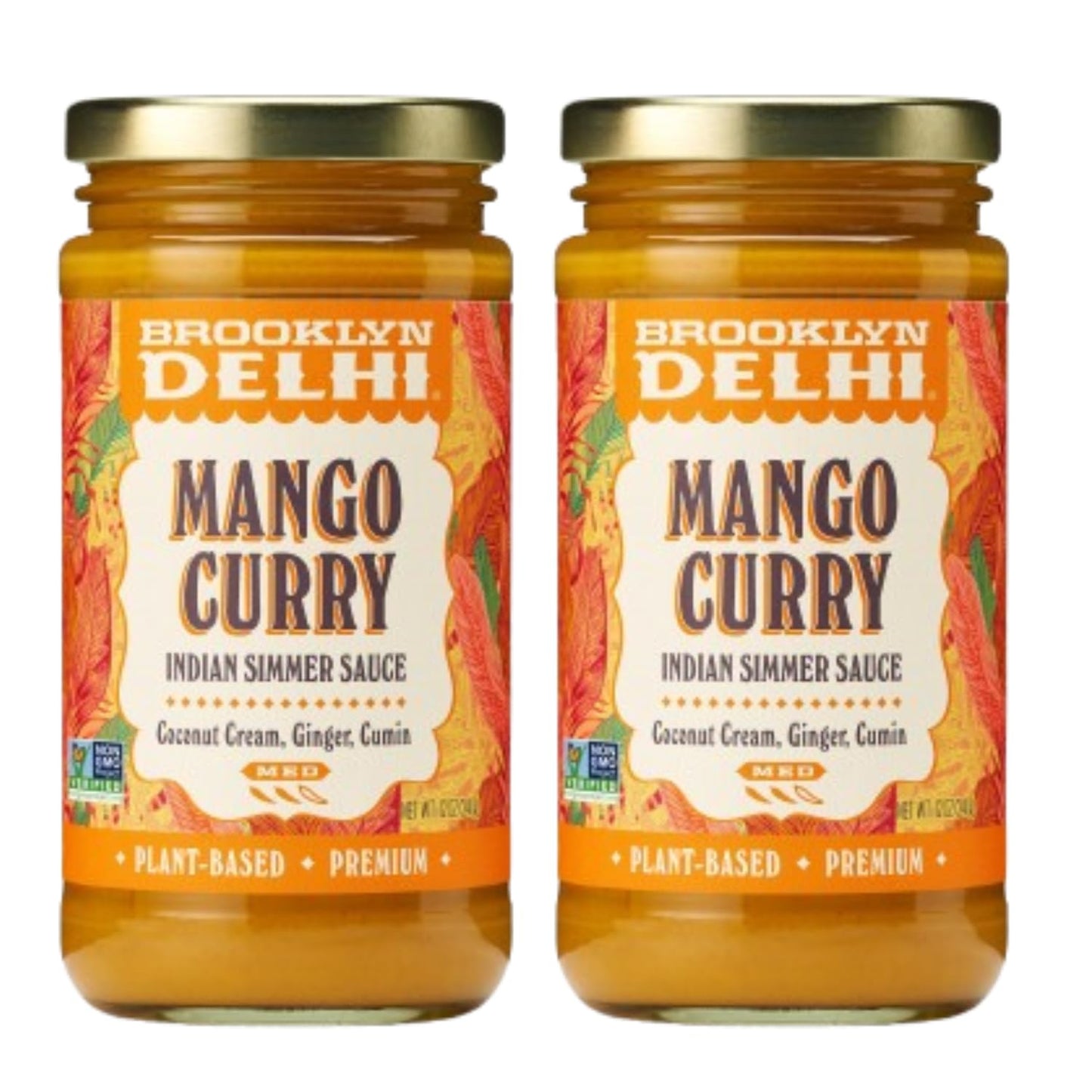 Brooklyn Delhi Mango Curry - Indian Simmer Sauce with Sweet Ripe Mangoes, Coconut Cream, Ginger and Cumin - 12 Ounces - Mild Eno