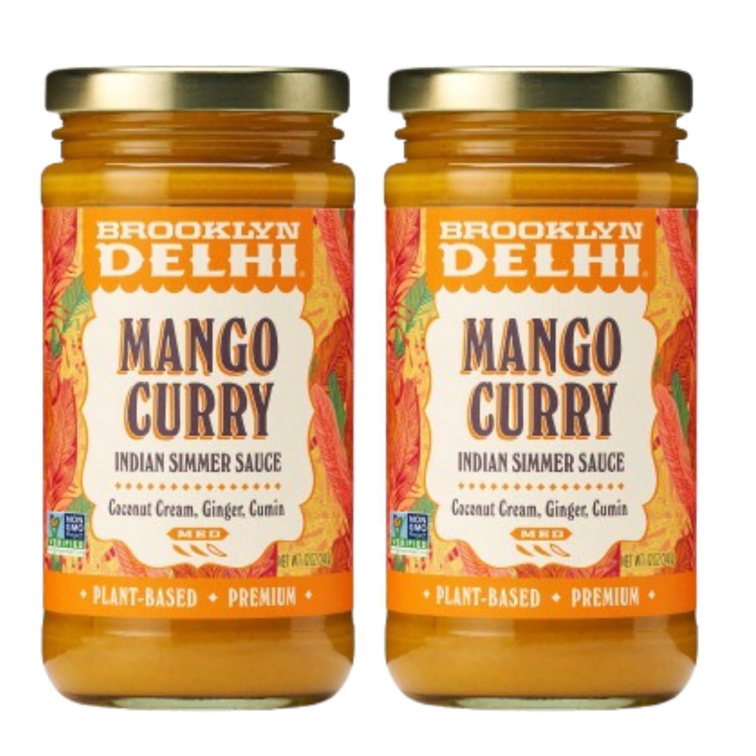 Brooklyn Delhi Mango Curry - Indian Simmer Sauce with Sweet Ripe Mangoes, Coconut Cream, Ginger and Cumin - 12 Ounces - Mild Eno