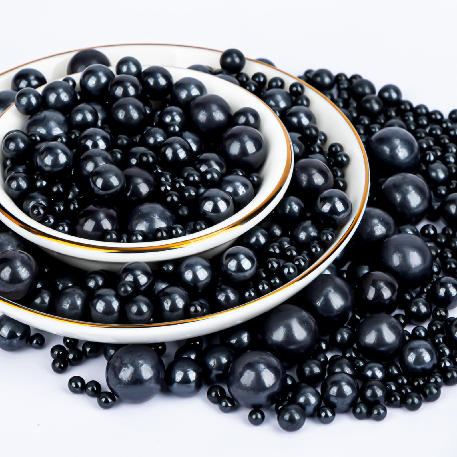 Twisweet Black Pearl Sprinkles for Cake Decorating, Edible Sugar Pearls for Baking, Mix Size, Cake Topper Cupcake Cookie Ice Cre