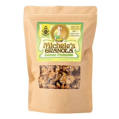 Micheles Granola - Lemon Pistachio - Handmade Non-GMO Whole Grain Oats - Free of Gluten, Soy, Wheat, & Dairy