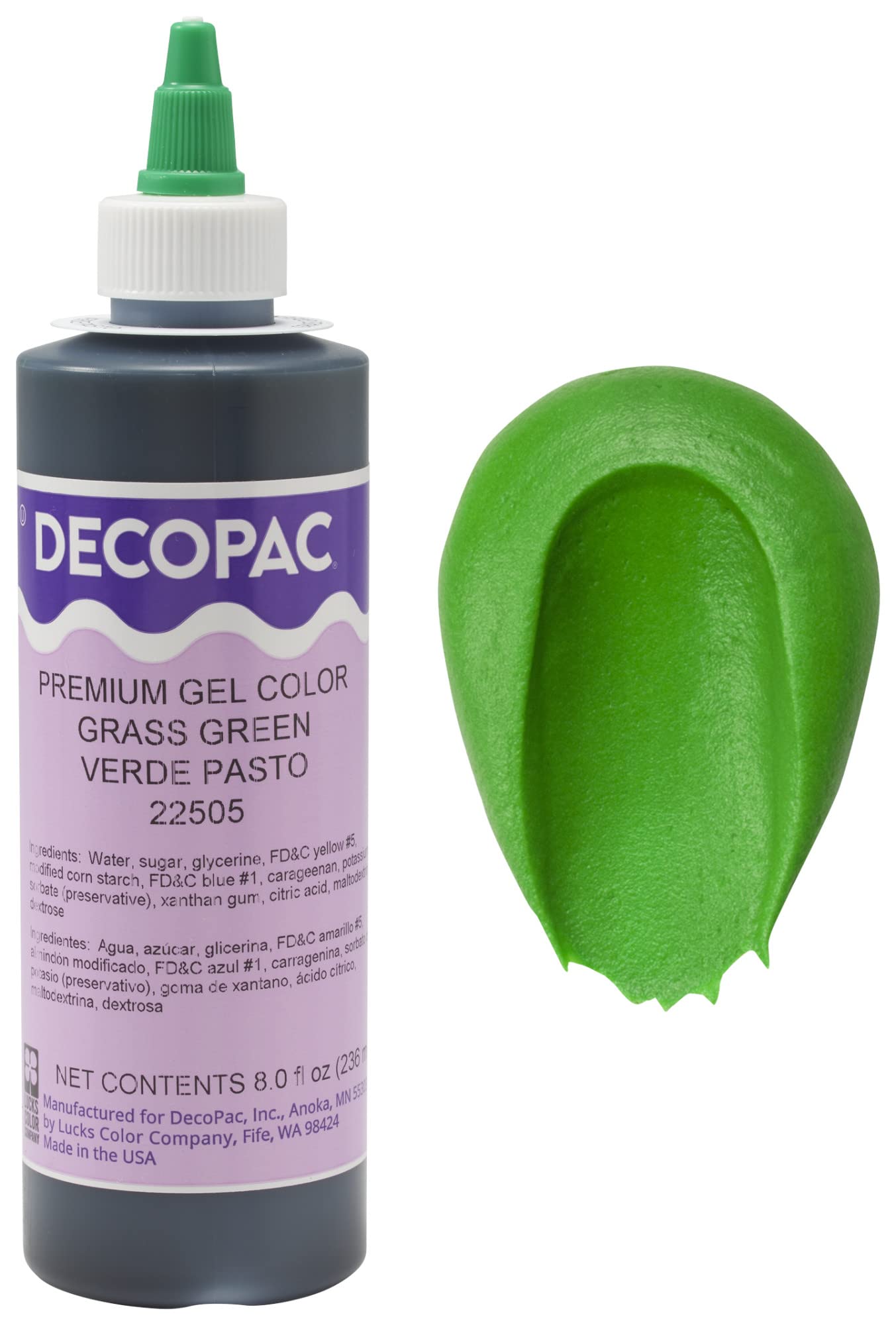 Decopac Premium Gel Food Color, Edible Coloring For Use With Buttercream Or Whipped Icing, Fondant & Piping Gel, Highly Concentrated Gel, 8Oz - Grass Green