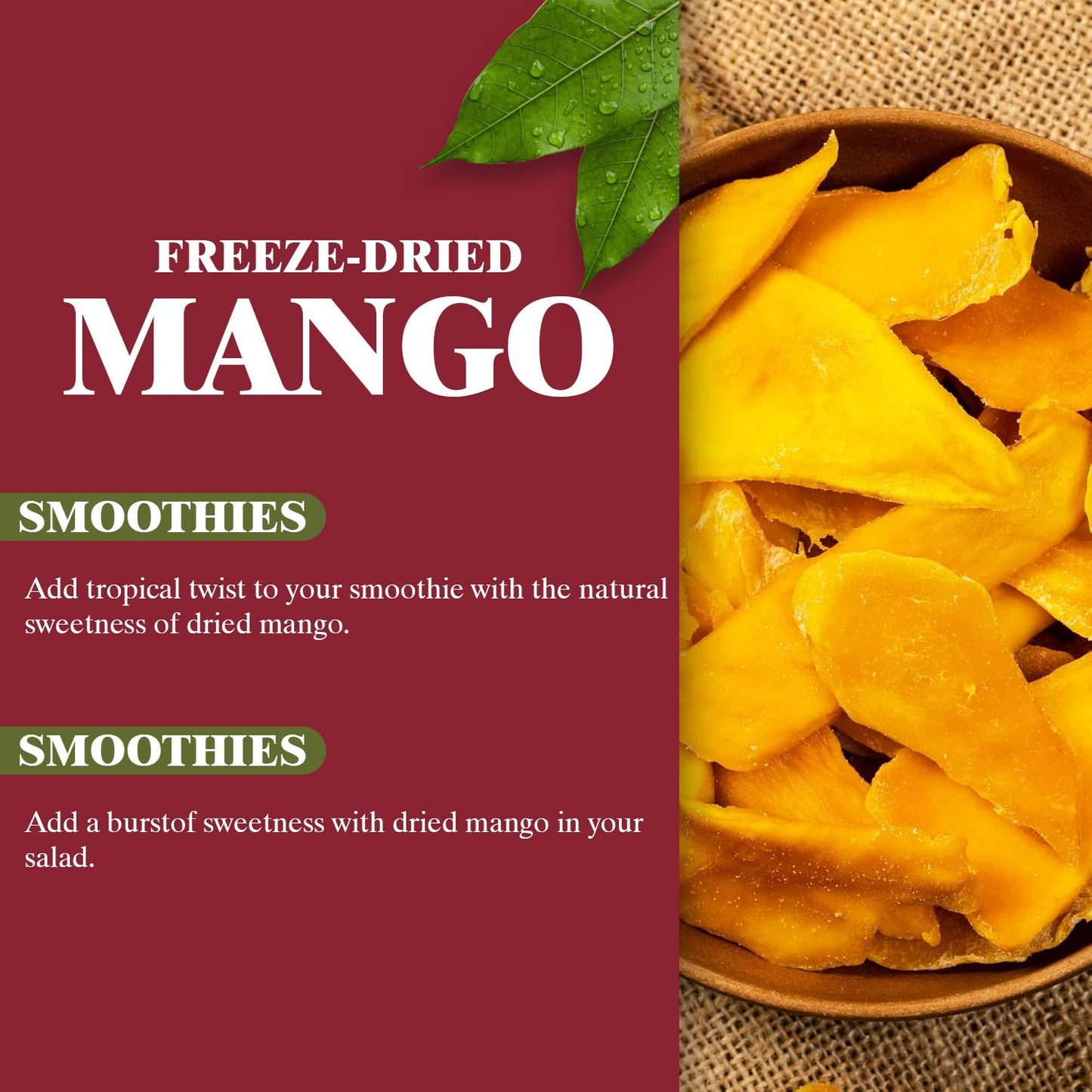 Himalayan Chef Freeze-Dried Fruit - 15G Freeze-Dried Mango, Pack Of 10 Bags | Organic Fruit Snacks, Healthy Snacks For Kids & Ad