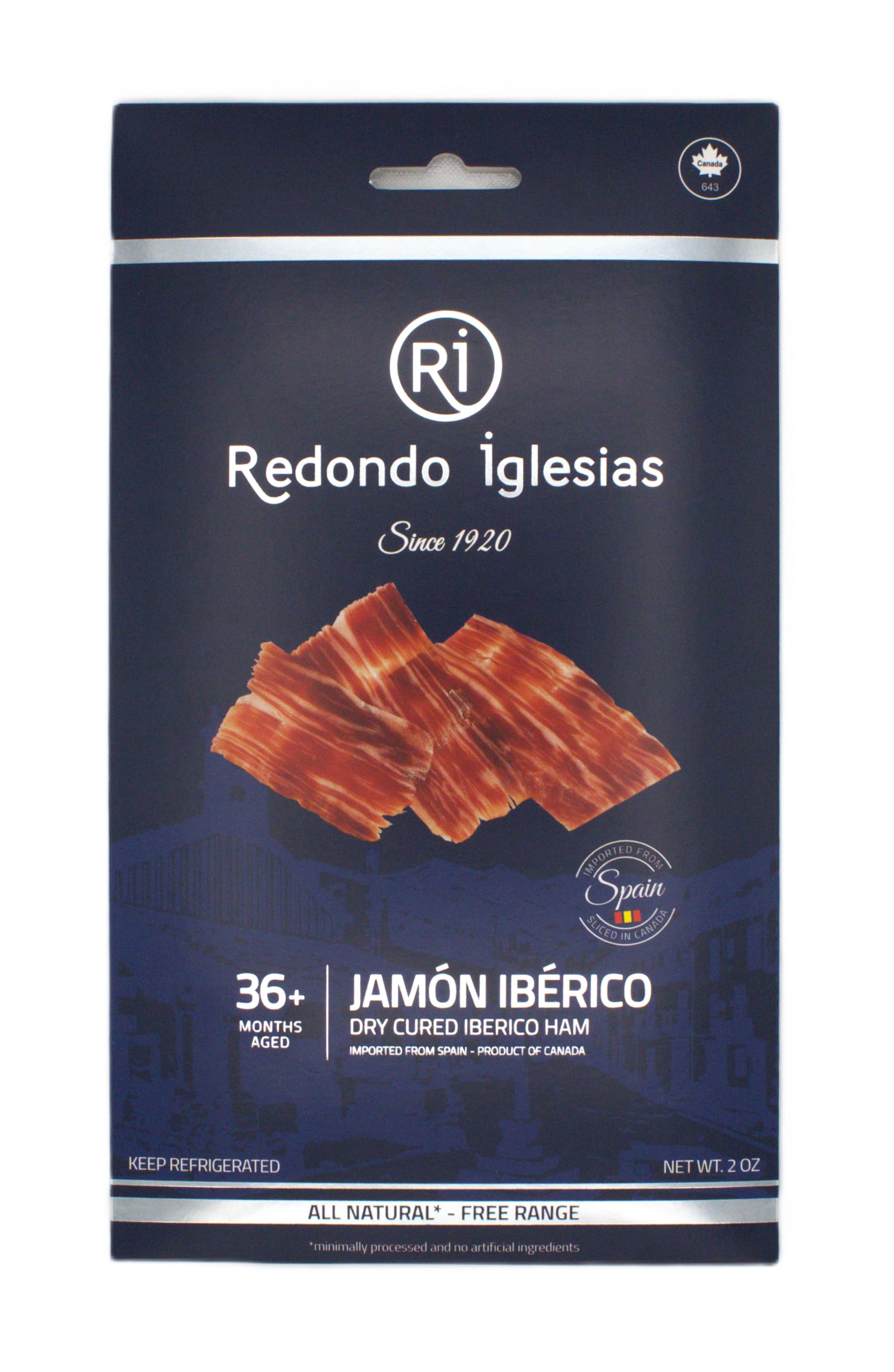 R REDONDO IGLESIAS DESDE 1920 Iberico Ham Sliced, Cured 36 Months, 2 oz, Premium Spanish Jamón Ibérico