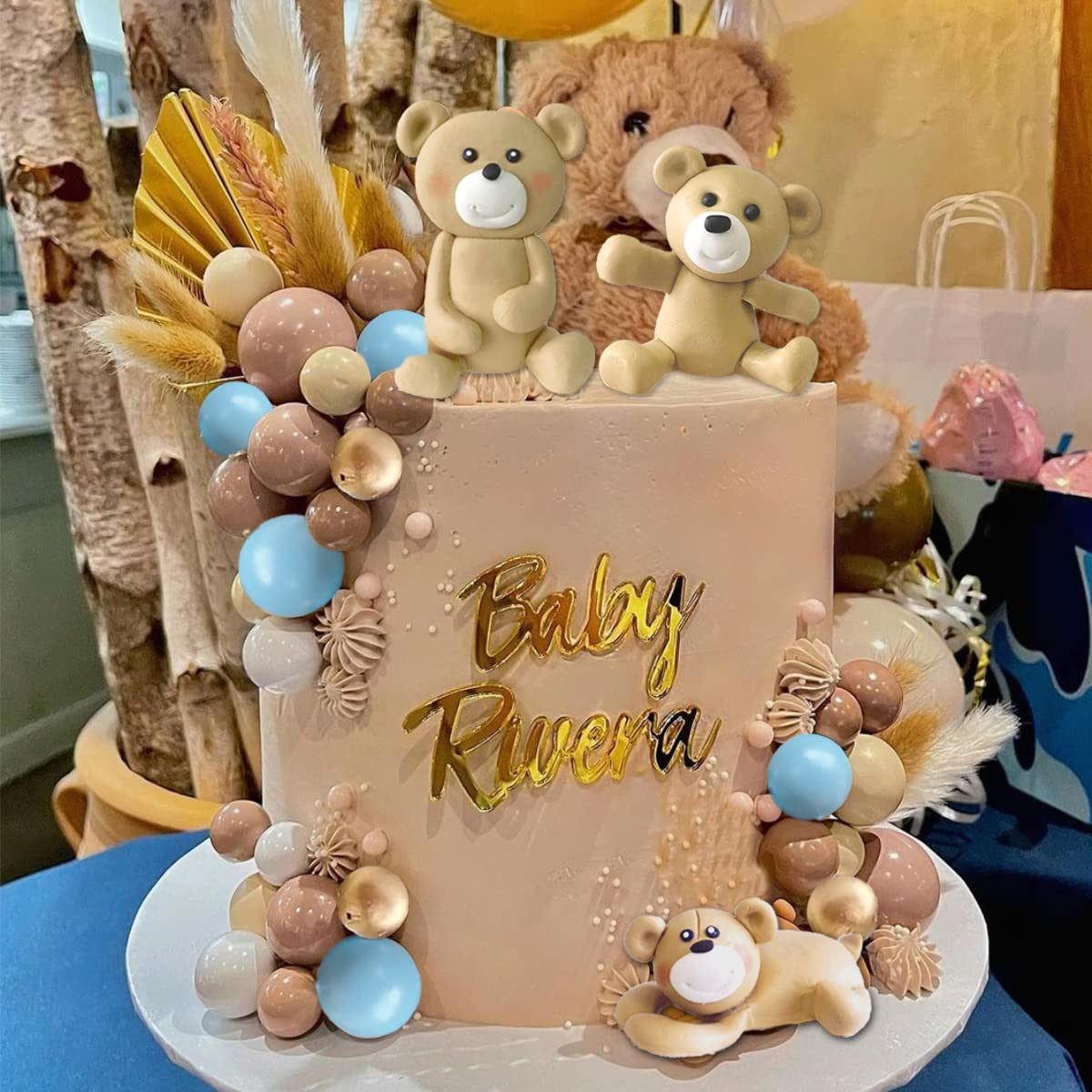 3D Bear Balls Cake Toppers For Birthday Baby Shower Party Decorations (Three Bear)