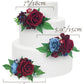 Rinlong 3Pcs Pre-Made Cake Toppers - Flowers For Christmas, Wedding, Baptism - Burgundy, Navy Xmas Cake Decorations