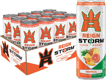 REIGN Storm Tropical Fitness & Wellness Energy Drink, 12 Fl Oz, Pack of 12