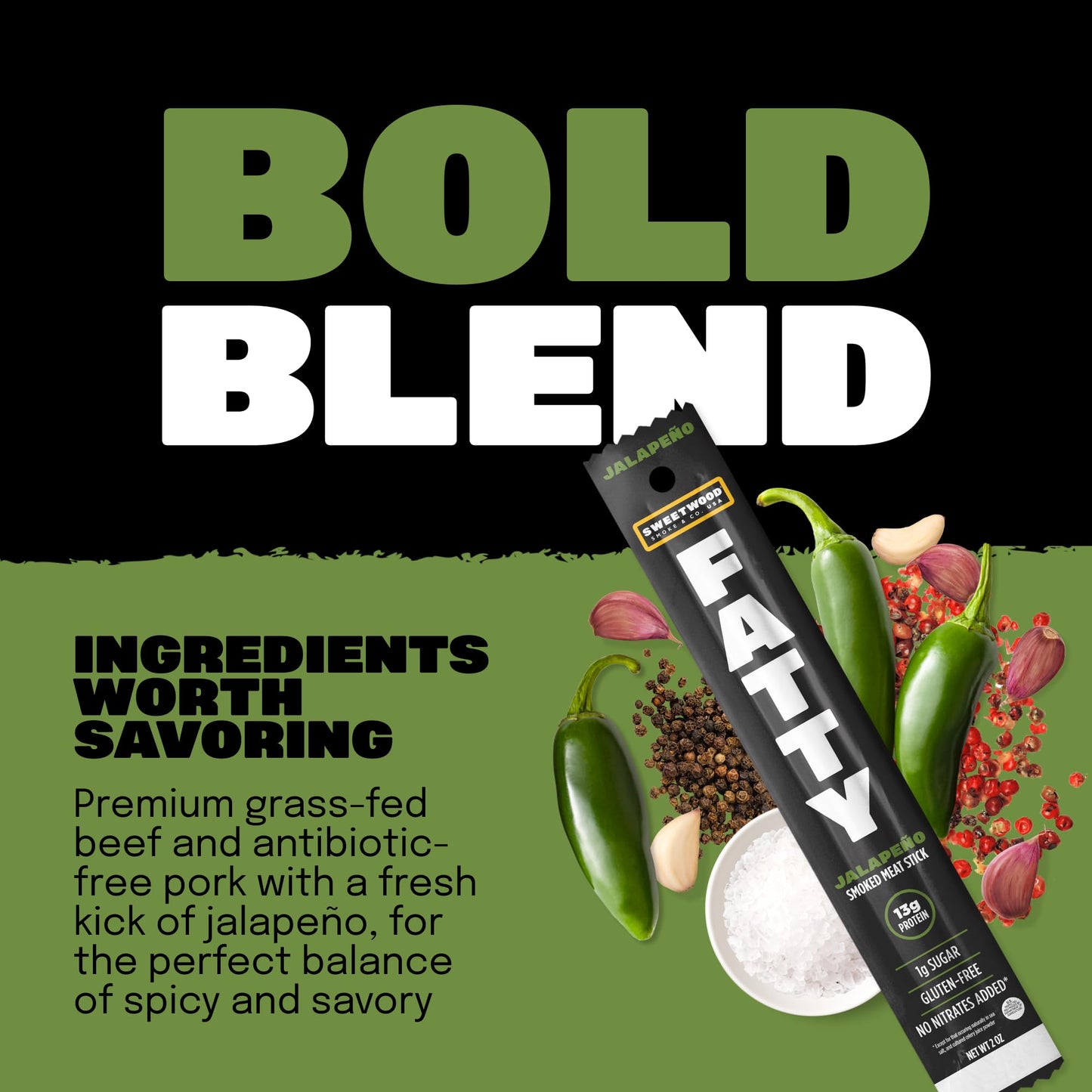 American Made Sweetwood Smokehouse Beef Jerky Sticks - Gluten Free, 11g-21g Protein, Jalapeno, 2 Ounce (Pack of 5)