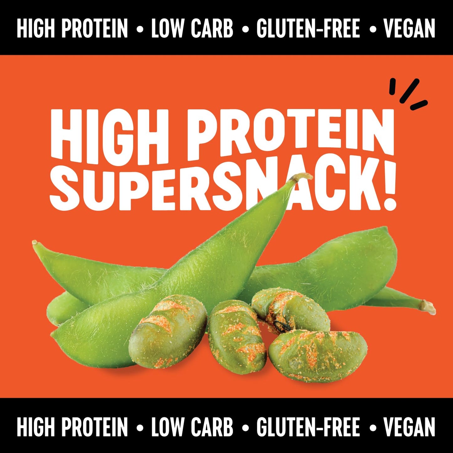 The Only Bean Crunchy Roasted Edamame Snacks (Buffalo) - High Protein (11g), Low Carb Keto Vegan Office Snack, Gluten Free Healt