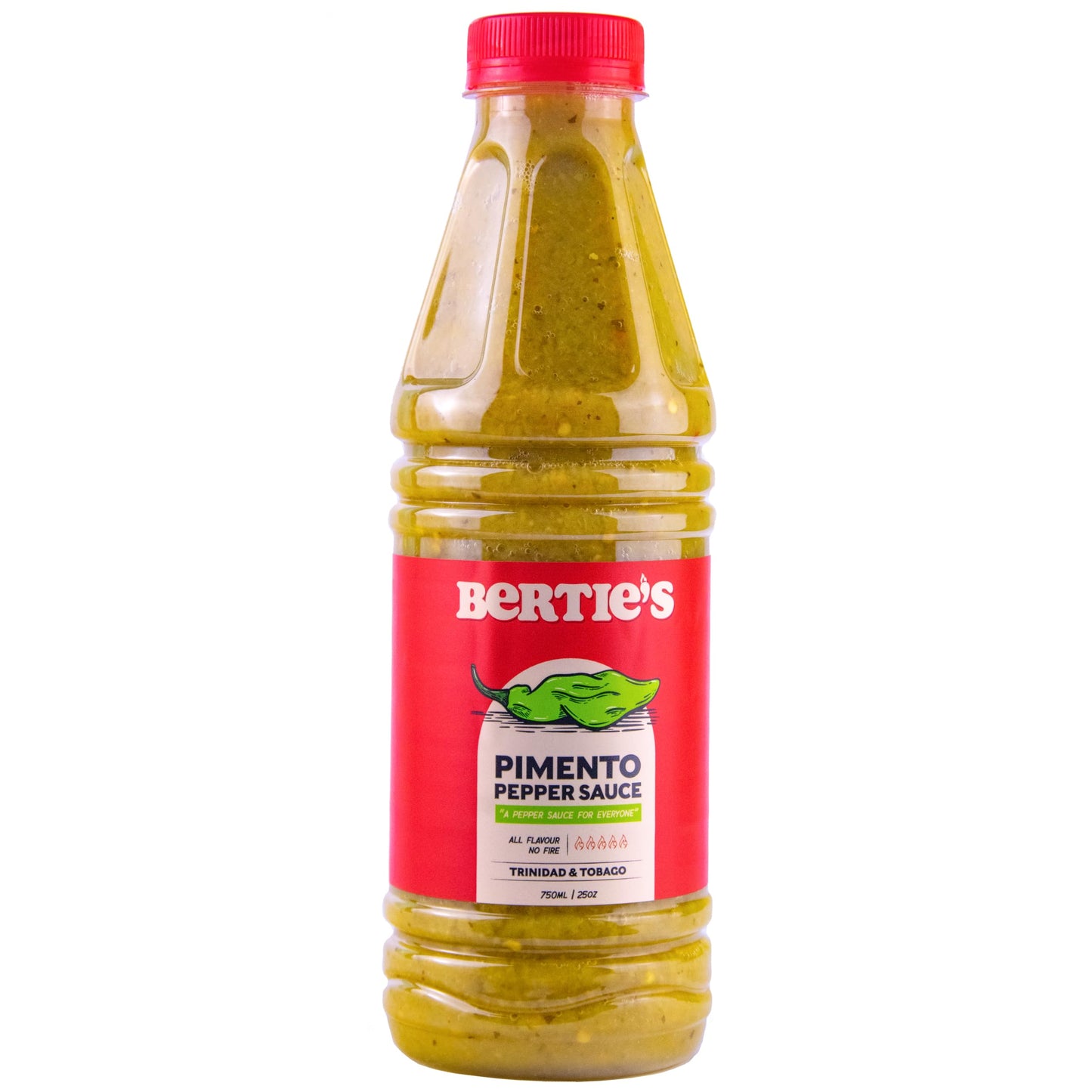 Bertie's Trinidad Pepper Sauces (26Oz./750ml) (Pimento 750ml) | Adds Wonderful Flavour and Aroma Without The Heat to Dish | Seas
