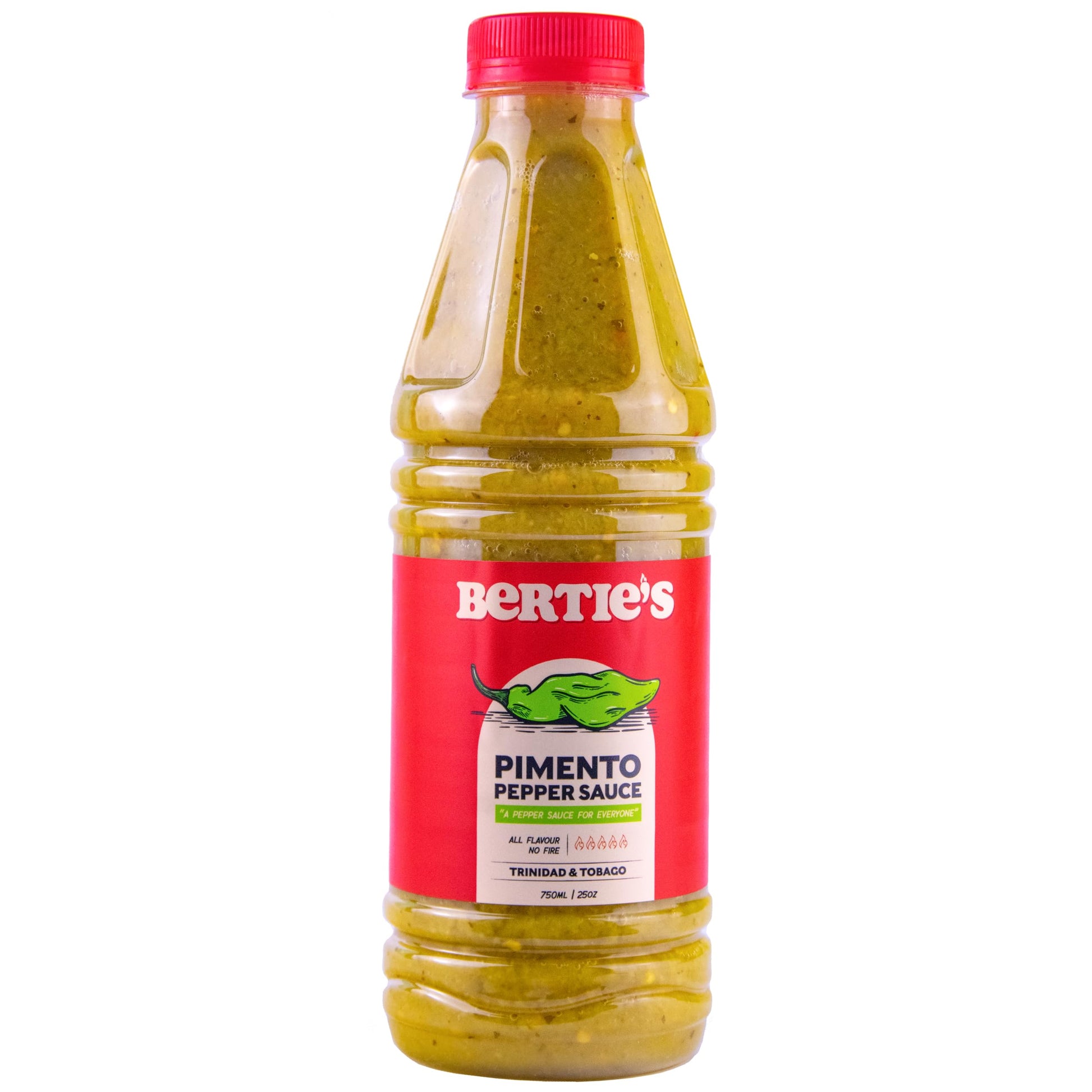 Bertie's Trinidad Pepper Sauces (26Oz./750ml) (Pimento 750ml) | Adds Wonderful Flavour and Aroma Without The Heat to Dish | Seas