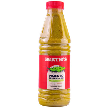 Bertie's Trinidad Pepper Sauces (26Oz./750ml) (Pimento 750ml) | Adds Wonderful Flavour and Aroma Without The Heat to Dish | Seas