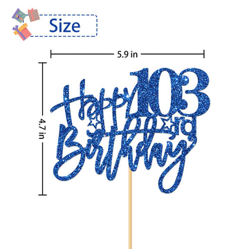 Roadsea Happy 103Rd Birthday Cake Topper - Old Woman Man 103 Years Old Birthday Cake Supplies - 103Rd Birthday Party Decorations