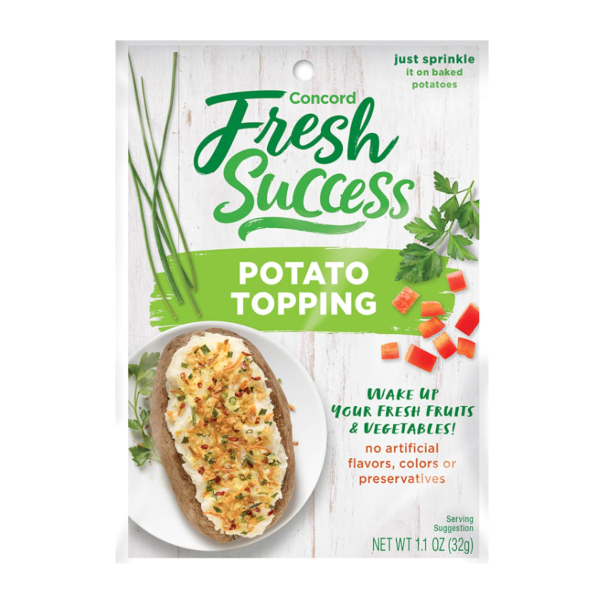 Concord Foods Potato Topping, Versatile Blend for Baked, Boiled, Mashed Potatoes, 1.1 oz Pouch, Model 33708