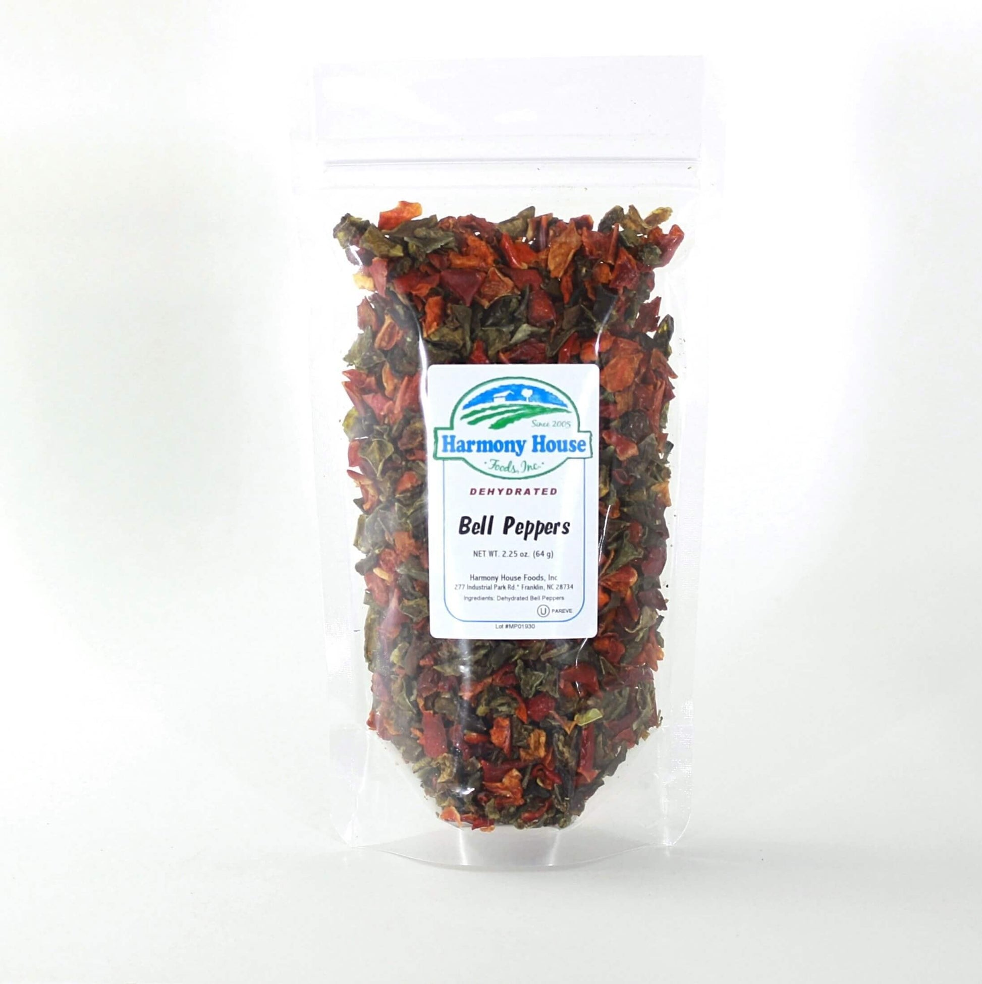 Harmony House Dried Mixed Bell Peppers, Diced – Dehydrated Vegetables For Cooking, Camping, Emergency Supply and More, 2.25 oz ZIP Pouch