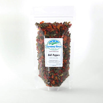 Harmony House Dried Mixed Bell Peppers, Diced – Dehydrated Vegetables For Cooking, Camping, Emergency Supply and More, 2.25 oz ZIP Pouch