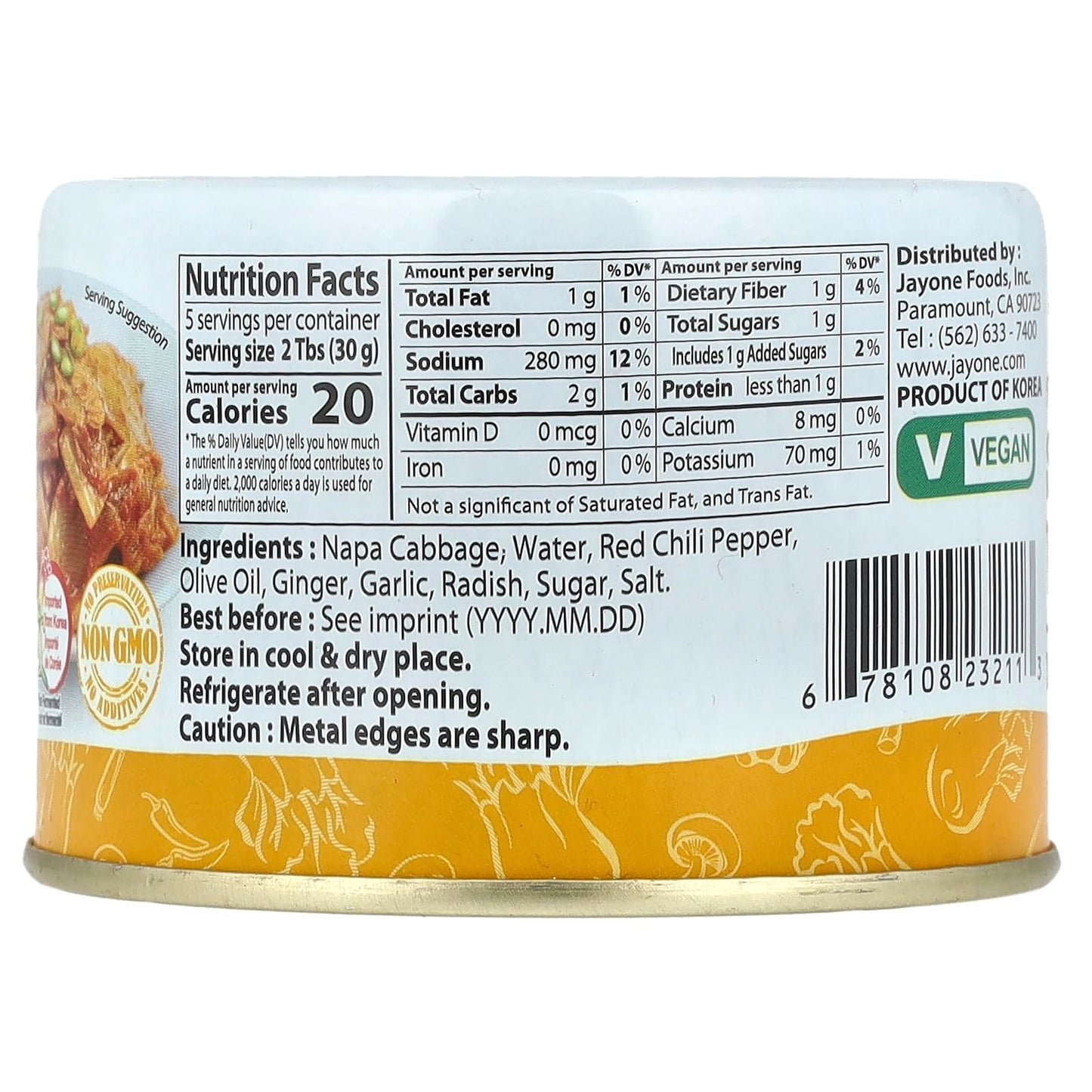 Korean Canned Kimchi, Napa Cabbage Kimchi, Naturally Fermented, Non-GMO, No preservatives, No additives- (Stir-Fried 5.64oz)