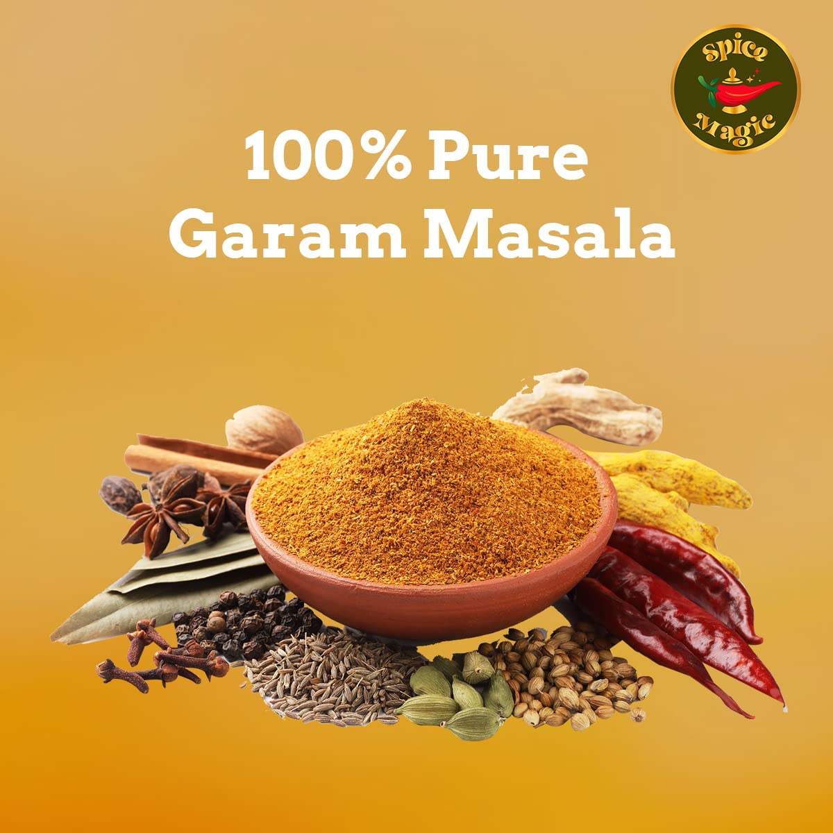 Spice Magic Garam Masala Powder 3.5Oz (100G) | Indian Spice Blend | 100% All-Natural, Salt-Free, Vegan, Non-Gmo
