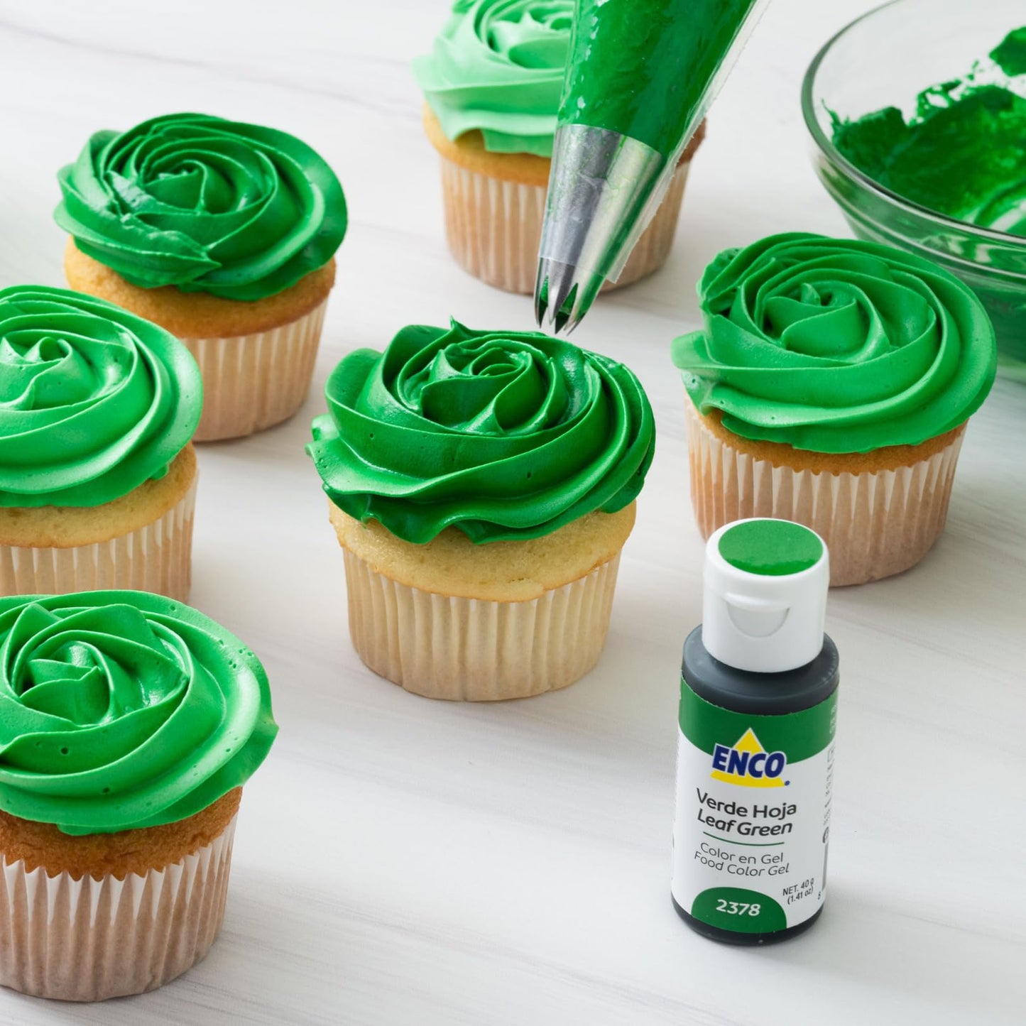 Enco Food Coloring Gel Leaf Green 1.41 Oz (40G) Concentrated, Vegan