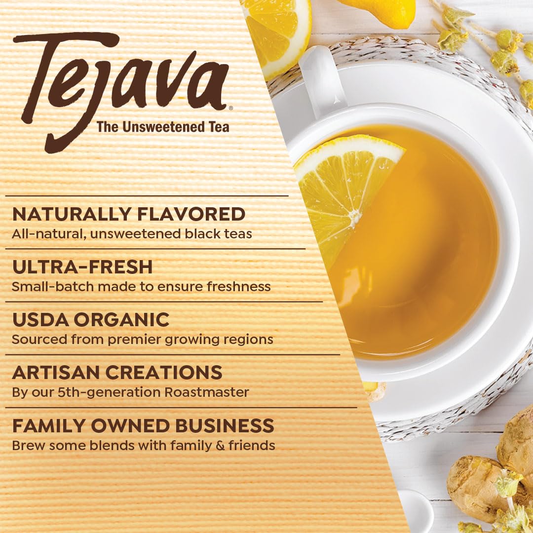 Tejava Tea Variety Pack, 52Ct. 6 All Natural Unsweetened Flavored Recyclable Single Serve Assorted Variety Pack Black Tea Pods,