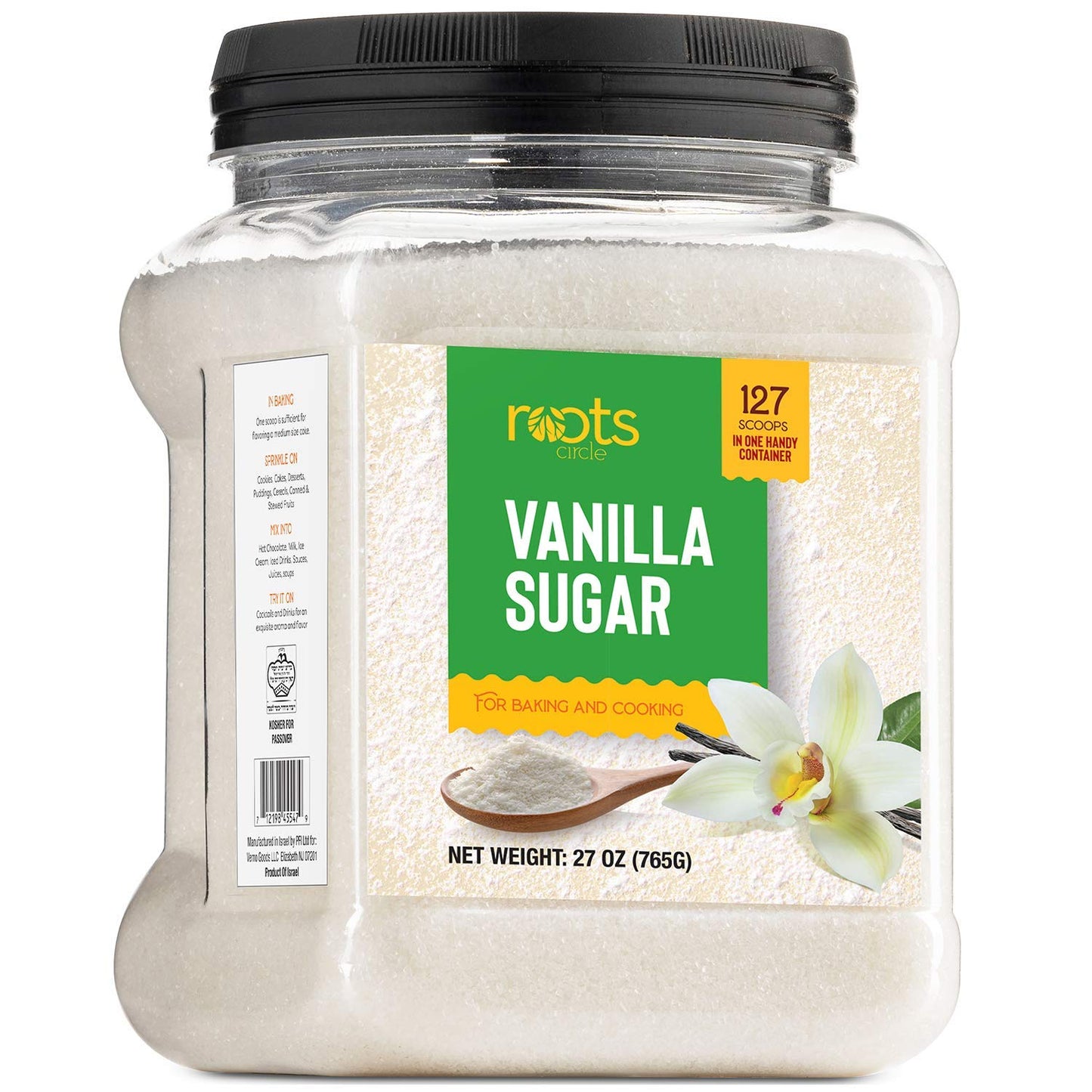 Roots Circle Vanilla Sugar for Baking - 27 Ounce, Kosher for Passover, Ideal for Desserts and Beverages