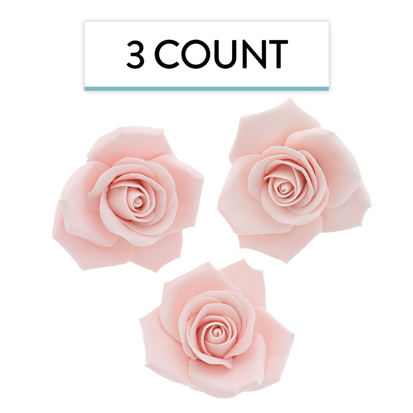 Global Sugar Art Peace Rose Sugar Cake Flowers, Pink 3 Inch Wired, 3 Count By Chef Alan Tetreault