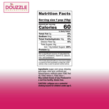 Douzzle Sour Shock Pops, Extra Sour Bubble Gum Pops (Pack Of 1) Individually Wrapped Candies, Birthday Party Favors, Goodie Bags