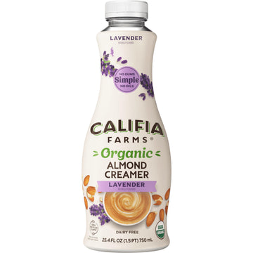 Califia Farms - Organic Lavender Almond Milk Coffee Creamer, 25.4 Oz, Dairy Free, Plant Based, Vegan, Gluten Free, Non GMO, Almo