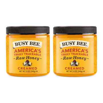 Busy Bee Creamed Raw Unfiltered Honey, 12 Ounce (Pack Of 2), Usa Wildflower Honey