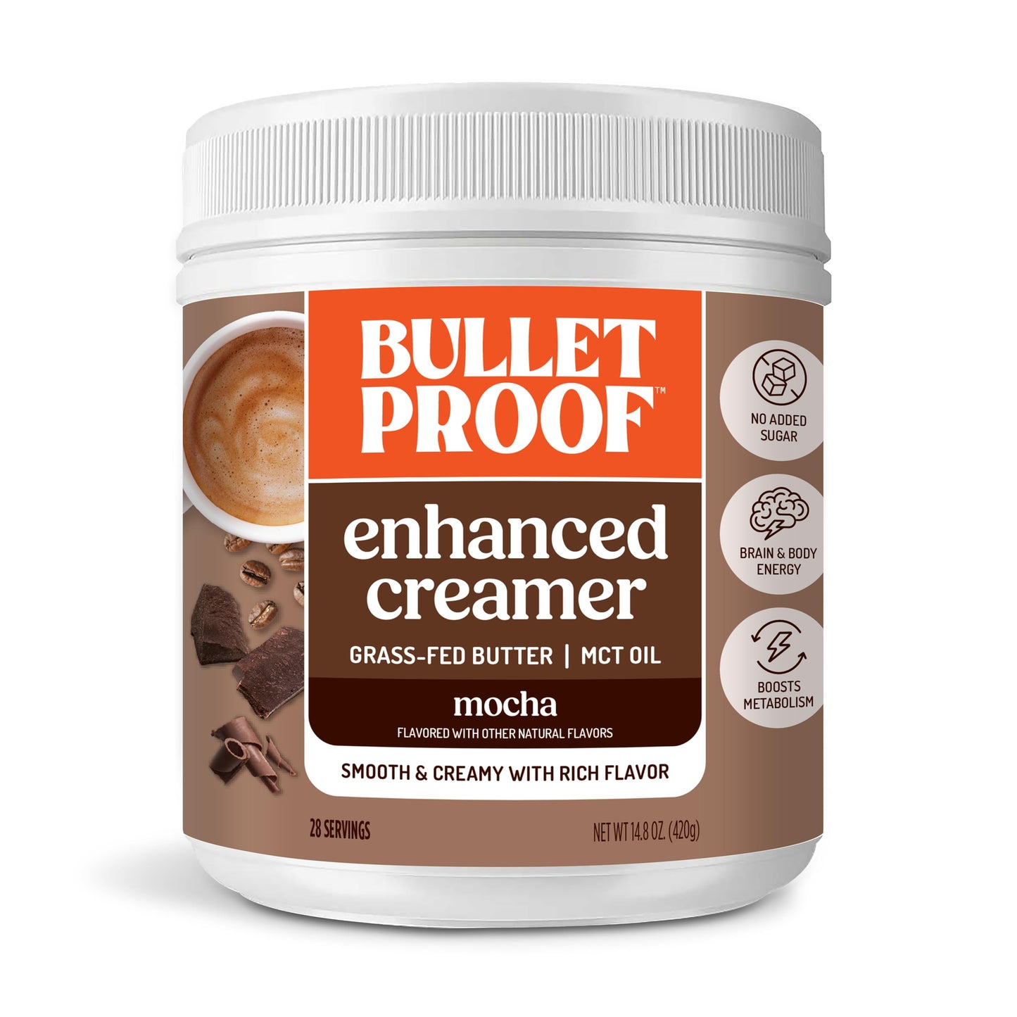 project pieceproof Mocha Creamer  14.8 Ounces  Keto Coffee Creamer with MCT Oil  Grass-Fed Butter  and Real Cocoa  Supports Brain Function  Packaging May Vary