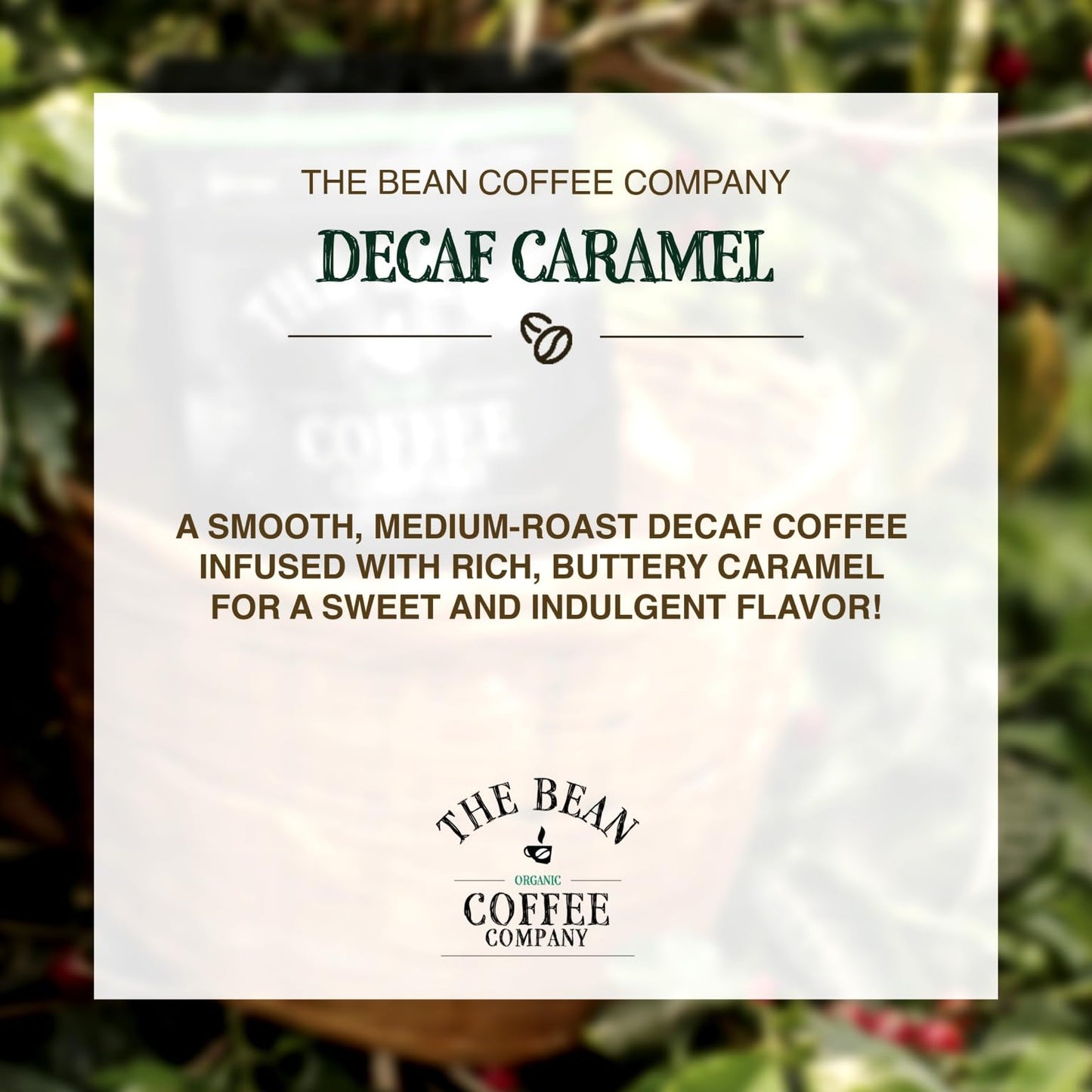 The Bean Organic Coffee Company Water Processed Decaf Caramel, Medium Roast, Whole Bean Coffee, 5-Pound Bag