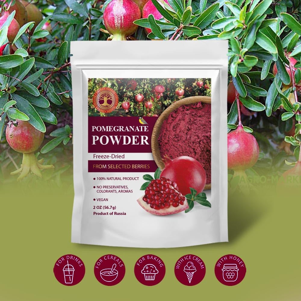 Pomegranate Freeze-Dried Powder - 2 Oz - Natural Pomegranate Powder, No added sugar, No GMOs