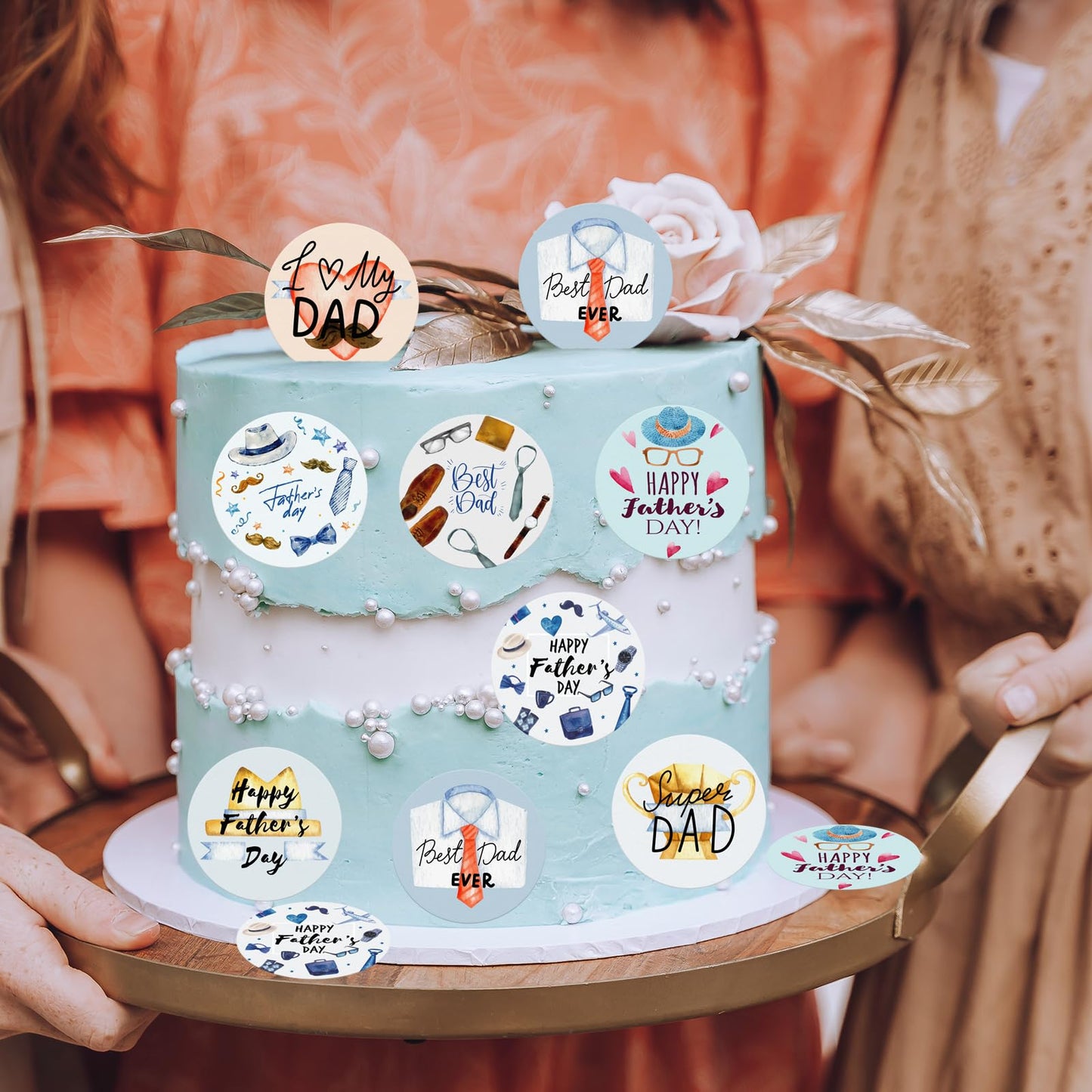 Fyeoxle 36Pcs Edible Happy Father'S Day Cupcake Toppers Wafer Paper Happy Fathers Day Cake Toppers Edible Best Dad Ever Cupcake