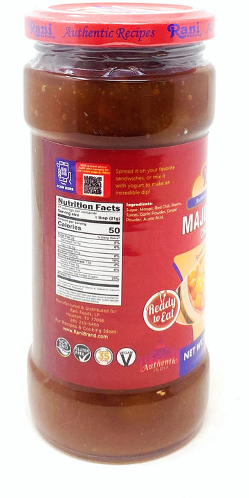 Rani Major Grey Mango Chutney (Indian Preserve) 18Oz (1.1Lbs) 500G Glass Jar, Ready To Eat, Vegan ~ Gluten Free, All Natural, No