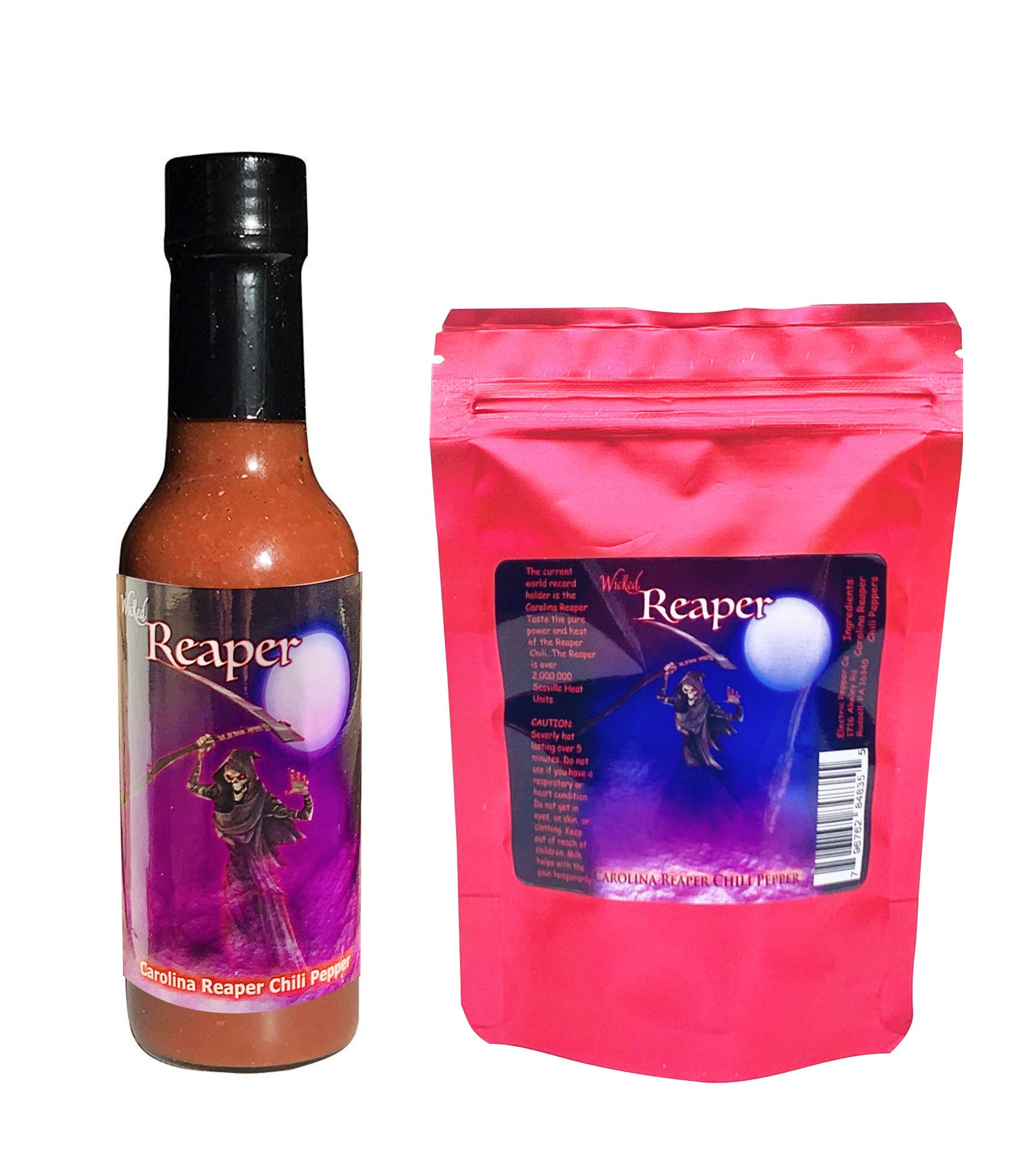 Carolina Reaper Hot Sauce 5 Dried Whole Chili Peppers Gift Set +2 Free World's Hottest Wicked Reaper 2,000,000 Scoville