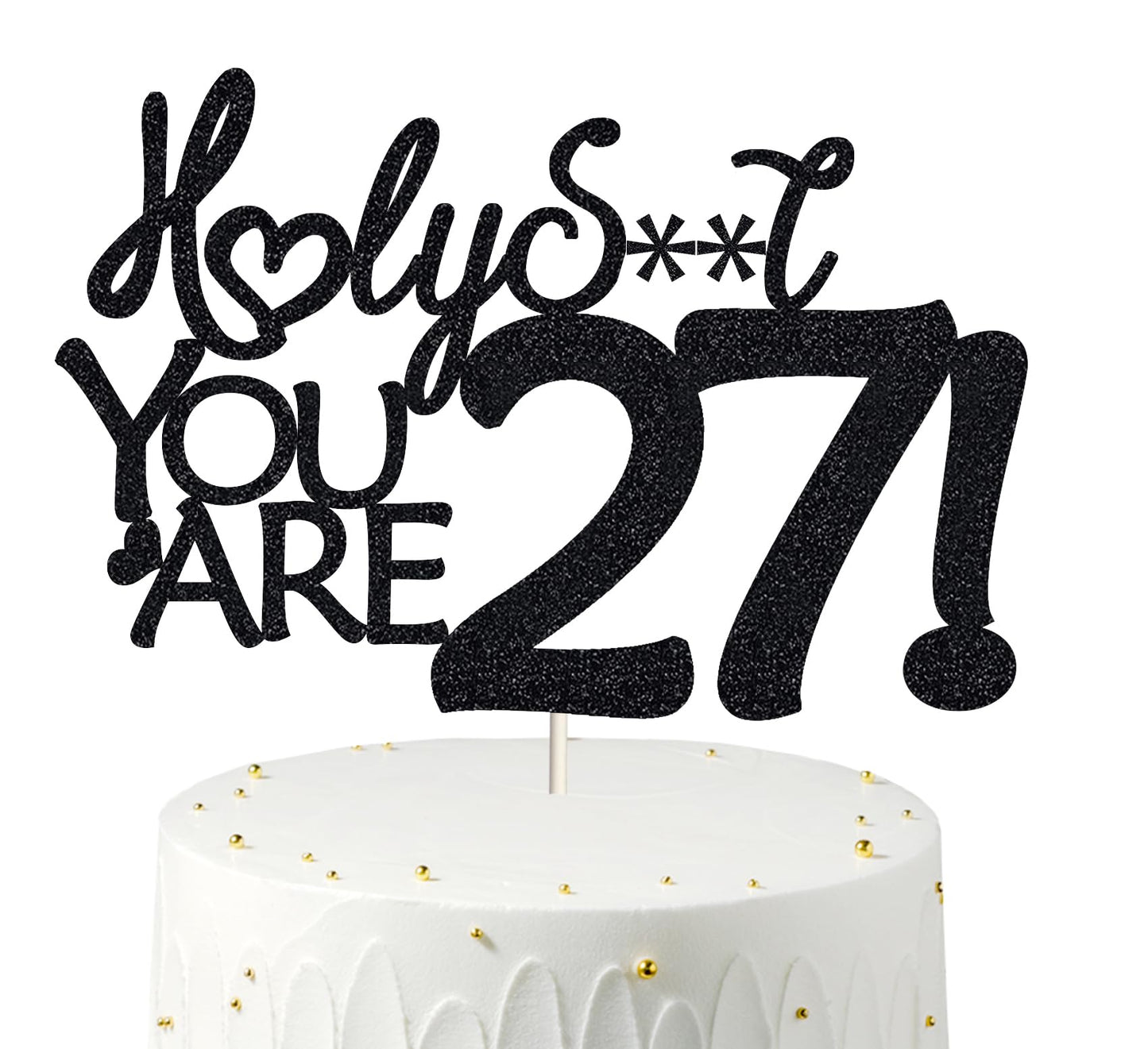 27 Birthday Cake Toppers-Black Glitter, Funny 27th Cake Topper for Men,27 Cake Topper For Women, 27th birthday decorations,27th 