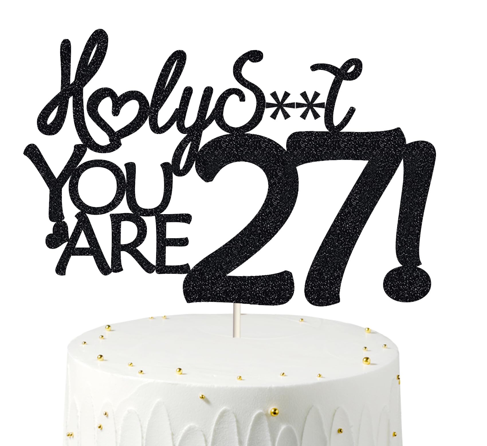 27 Birthday Cake Toppers-Black Glitter, Funny 27th Cake Topper for Men,27 Cake Topper For Women, 27th birthday decorations,27th 