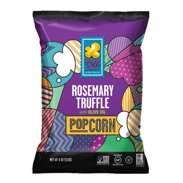 Pop Art Snacks Gourmet Popcorn - Rosemary Truffle With Olive Oil - Gluten Free Vegan Popcorn - Flavored Snacks For Adults, Kids,