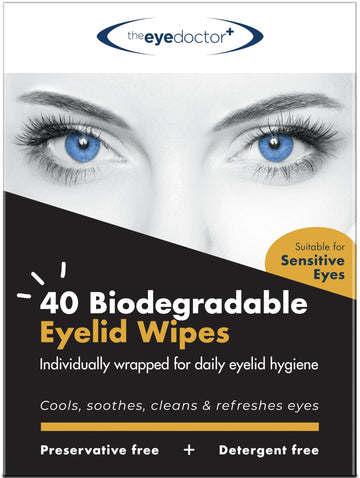 The Eye Doctor Eyelid Wipes - 40 Biodegradable Single-Use Wipes for Sensitive Eyes, Dry Eyes, Blepharitis & MGD - Rinse-Free Makeup Remover