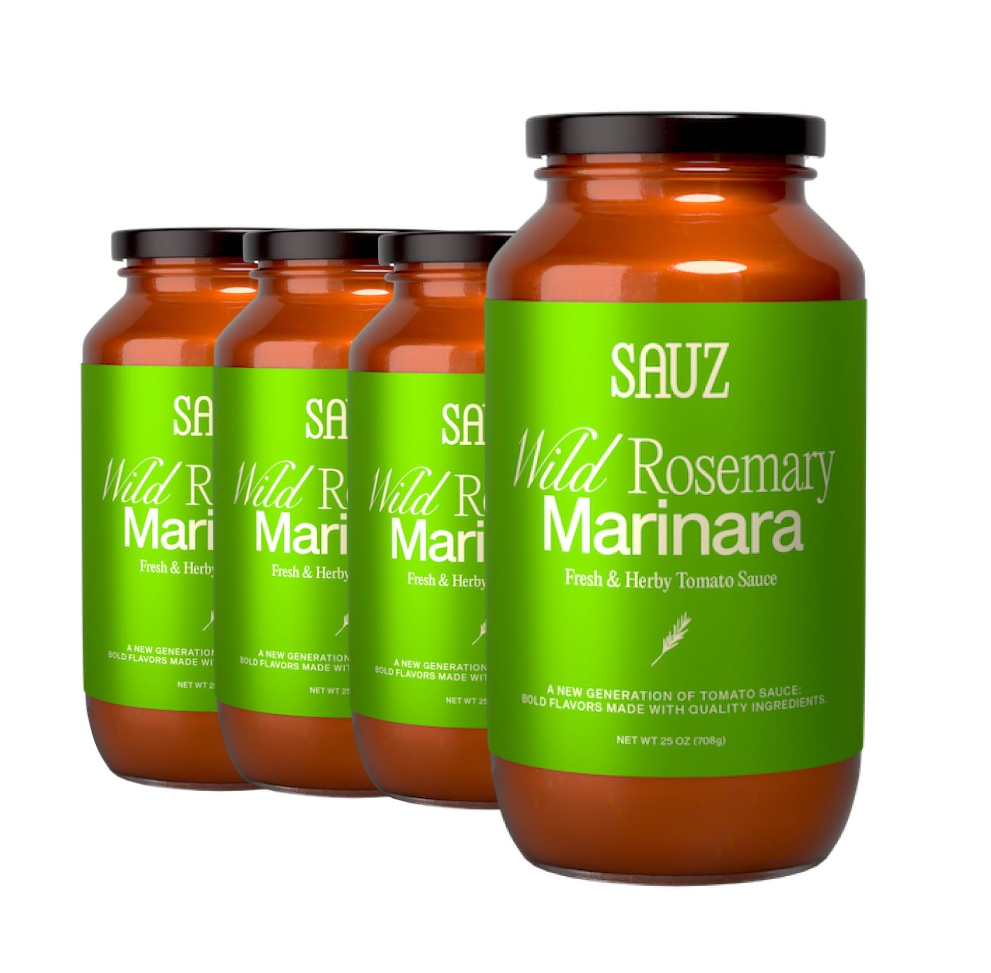 Sauz Wild Rosemary Marinara Sauce, 25 Oz Jar (4-Pack), Gluten-Free, Non-GMO, Bold Flavor, Multi-Use Made with Clean Ingredients 
