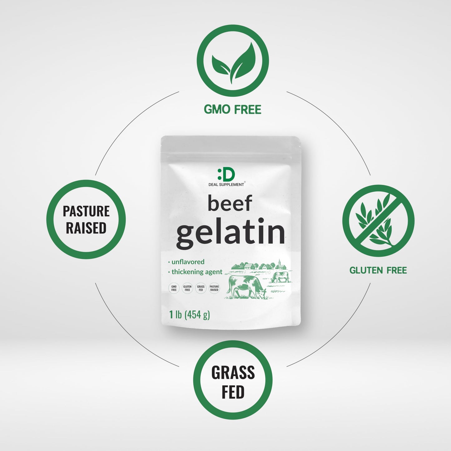 DEAL dietary product Unflavored Beef Gelatin Powder Natural Thickener 16 Ounce Non-GMO Keto Friendly