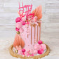 Memovan 29Pcs Flower Boho Cake Topper Ball Cake Decorations Hot Pink Gold Balls Palm Leaves Artificial Plants Cake Decor For Gir