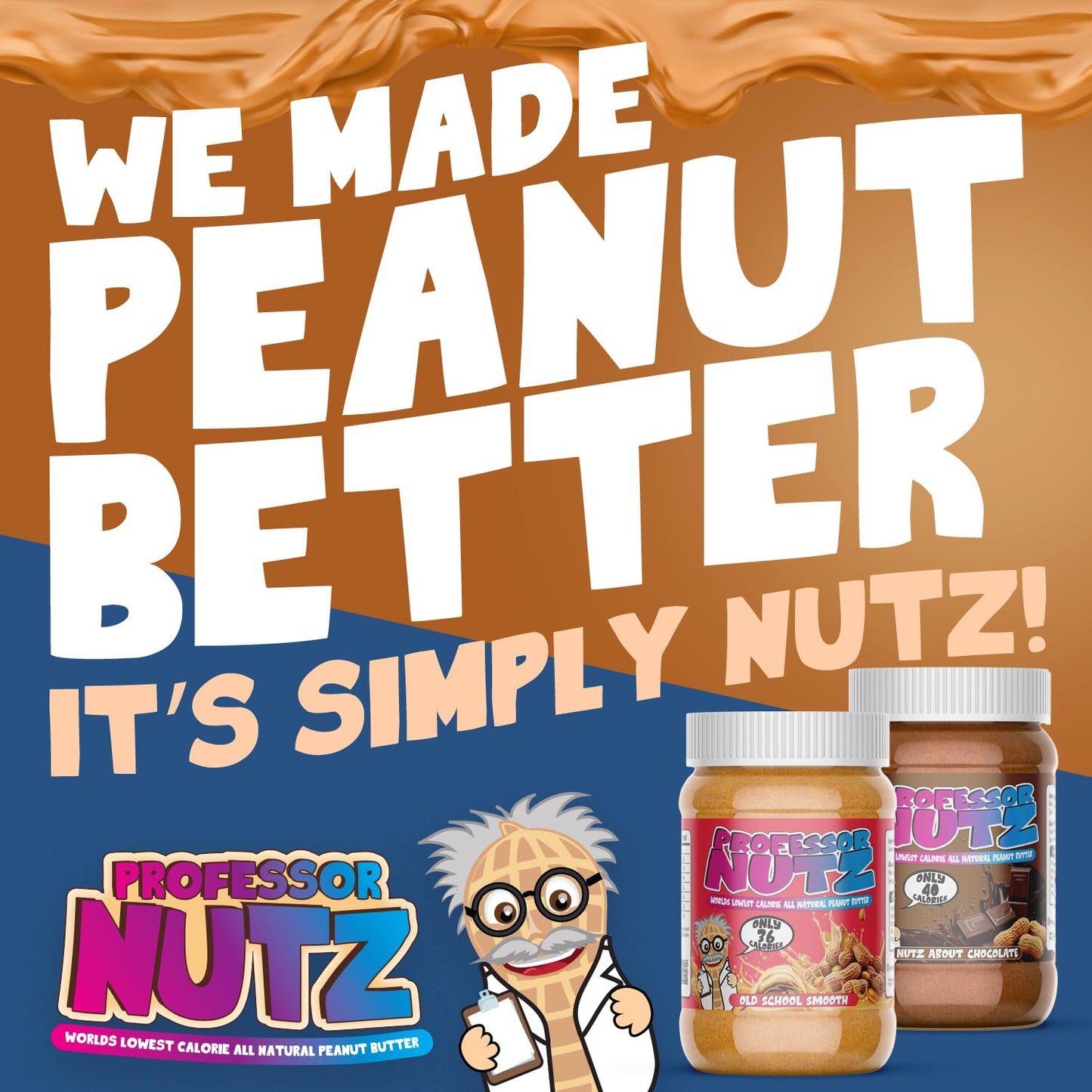 Professor Nutz Organic Peanut Butter, 12.4 Oz, Low Calorie, Natural, Great Source of Protein, 30 Essential Vitamins & Minerals
