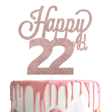 Lingteer Happy 22Nd Birthday Cake Topper - Cheers To 22Nd Birthday 22 Years Old Birthday Party Cake Decorations Sign.